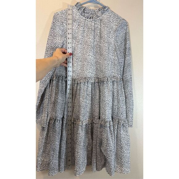 NWT Ted Baker Phenia Long Sleeve High Collar Flocked Spot Mini Dress Sz 1 (4US) - Picture 9 of 12